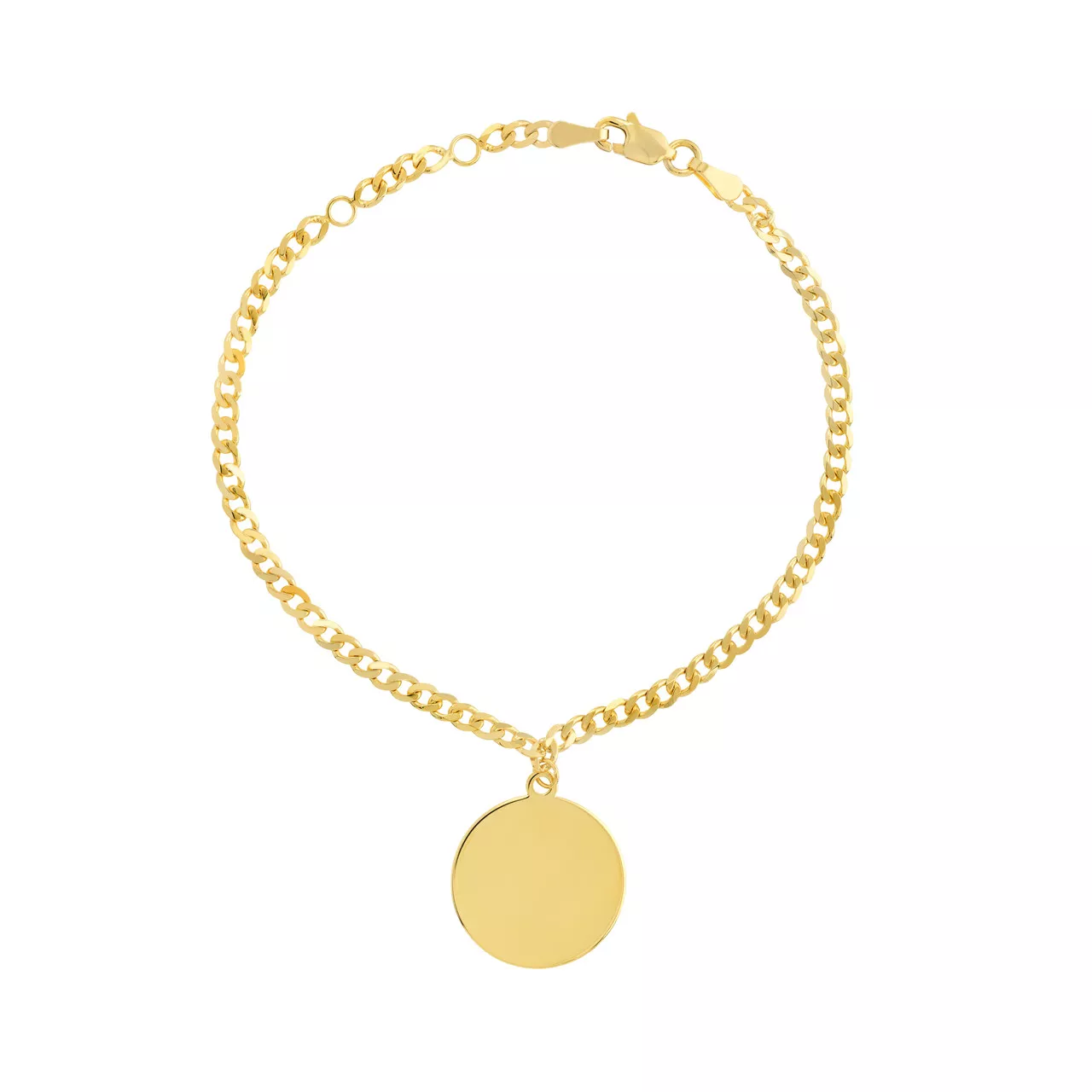 7.25-Inch Disc Dangle Curb Chain Adjustabe Bracelet