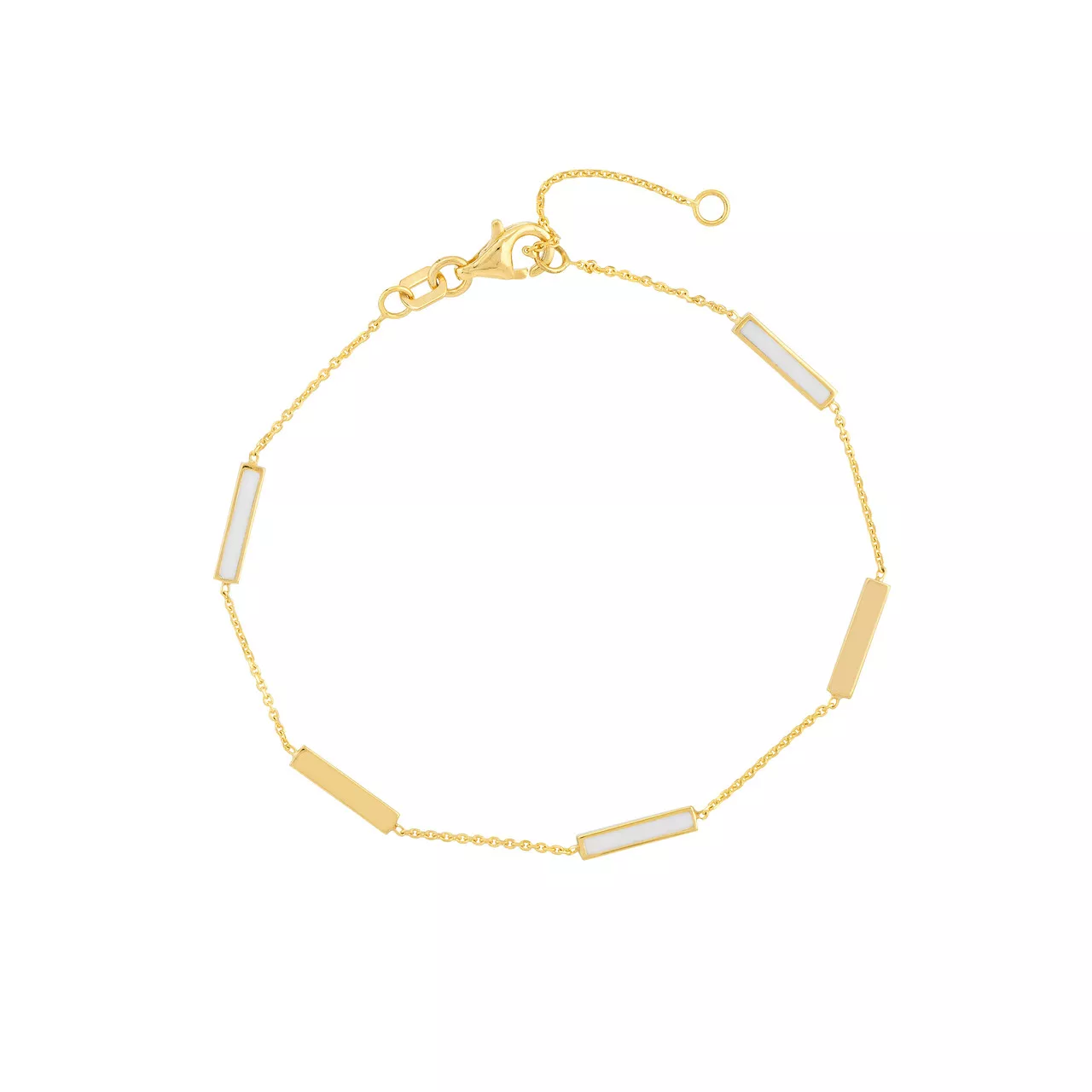 7.25-Inch White Enamel Alternating Bar Bracelet