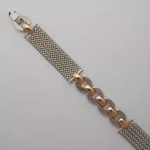 7.5-Inch 14K White Gold Stampato/ Rose Gold Link Bracelet