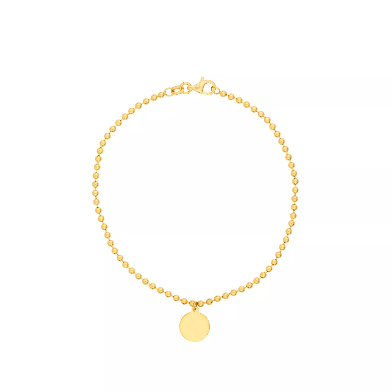 7.5-Inch 2.0mm Beaded Chain w /Dangle Disc Bracelet