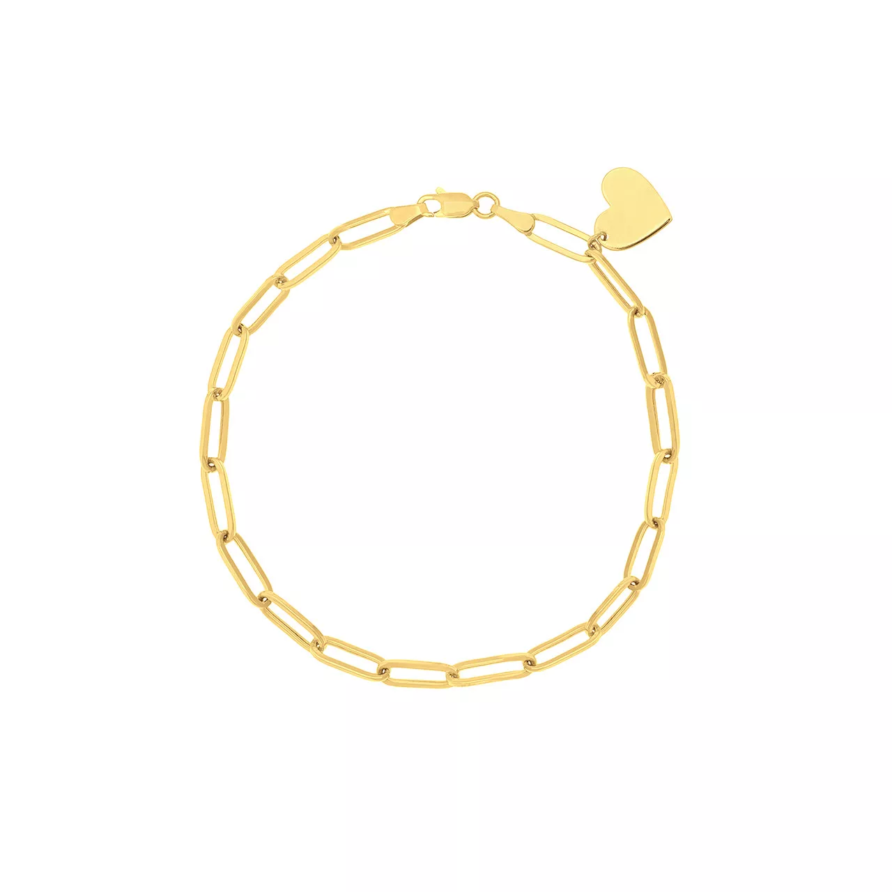 7.5-Inch Dangle Heart Paper Clip Bracelet