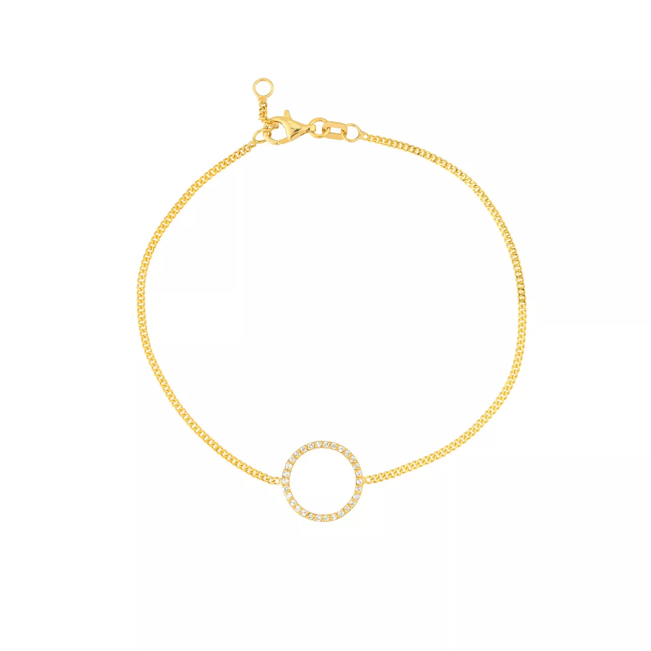7.5-Inch Diamond Circle on Curb Chain Bracelet