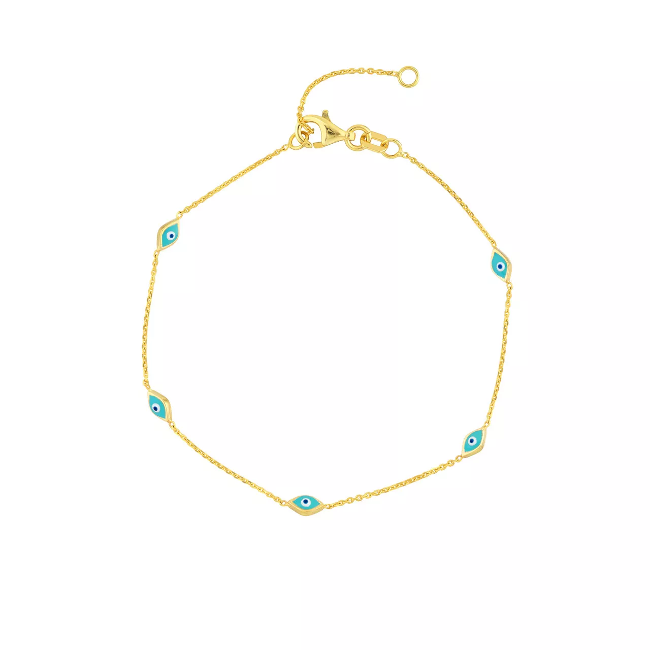7.5-Inch Enamel Evil Eye Station Chain Bracelet