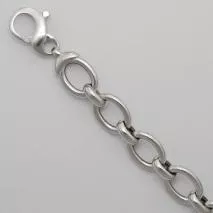 7.5-Inch Sterling Silver Hollow Oval Link 11.3mm, Rhodium