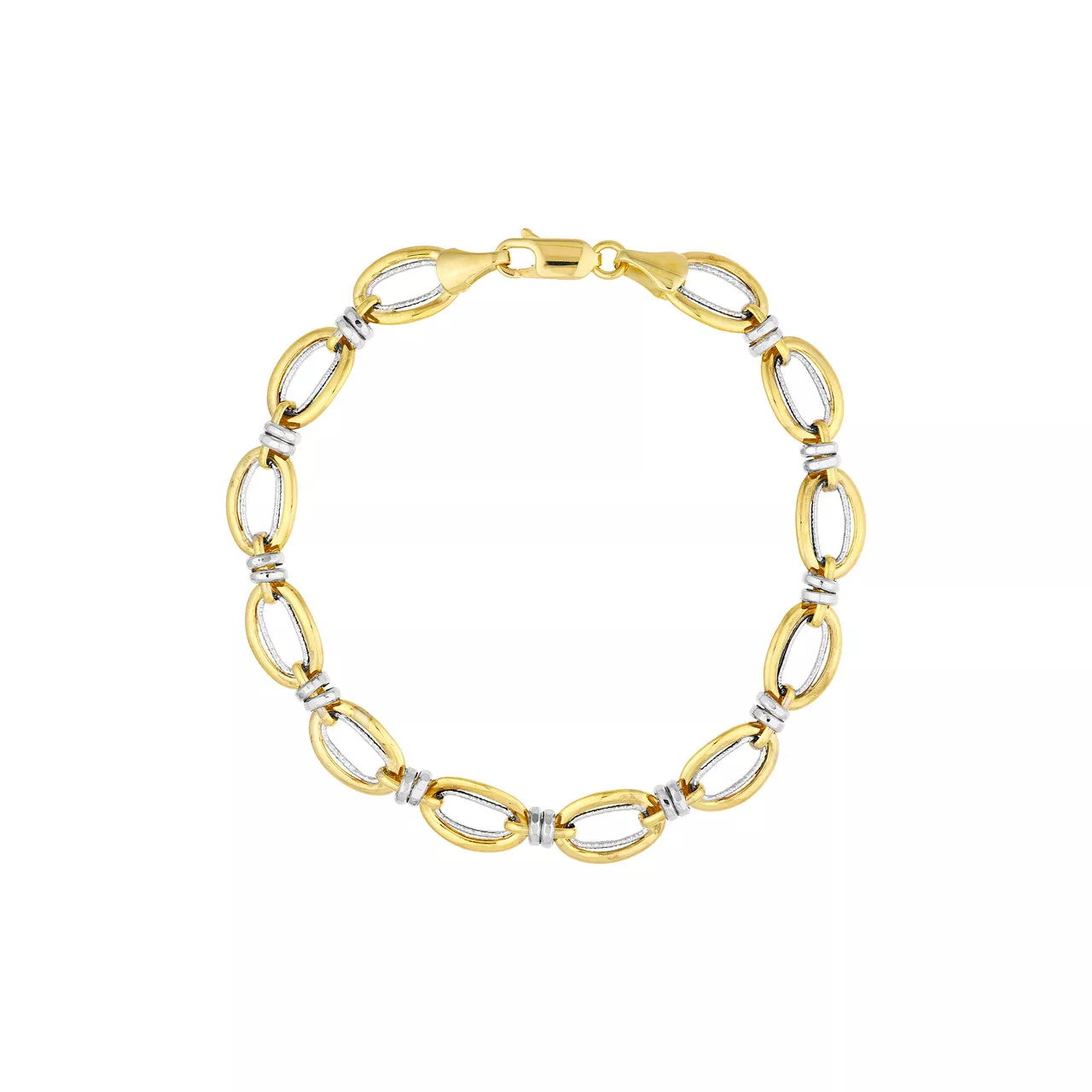 7.5-Inch Two-Tone Polished Double Link Bracelet