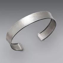 7-Inch 14K White Gold Hammered Cuff Bangle 12.0mm, Satin