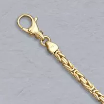 7-Inch 14K Yellow Gold Square Byzantine 3.2mm Bracelet