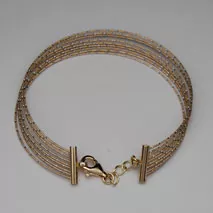 7-Inch 14K Yellow Gold/ White Gold Bangle, 9 Row With Clasp