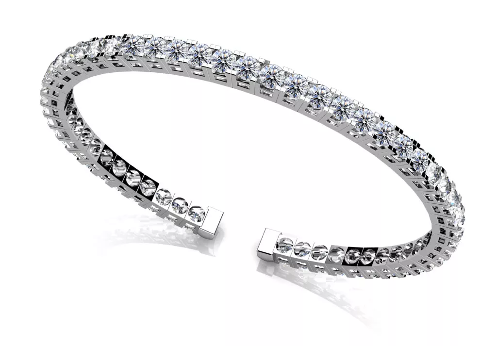 7 inch Classic Four Prong Flexible Diamond Bangle 0.55 Carat Total Weight