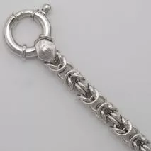 8-Inch Sterling Silver Round Byzantine Bracelet 7.2mm, Rhodium