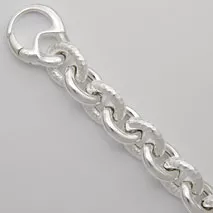 8-Inch Sterling Silver Textured/ Shiny Hollow Cable 14.2mm