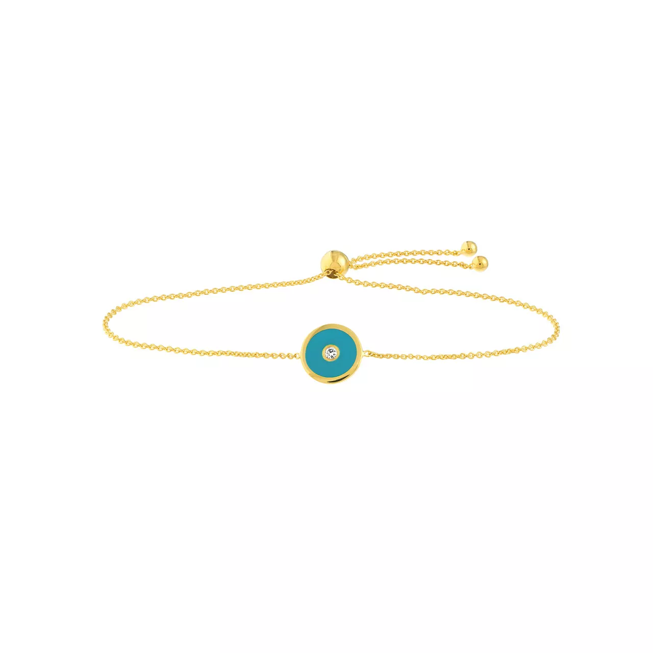 9.5-Inch Blue Enamel Round Evil Eye Bolo Bracelet