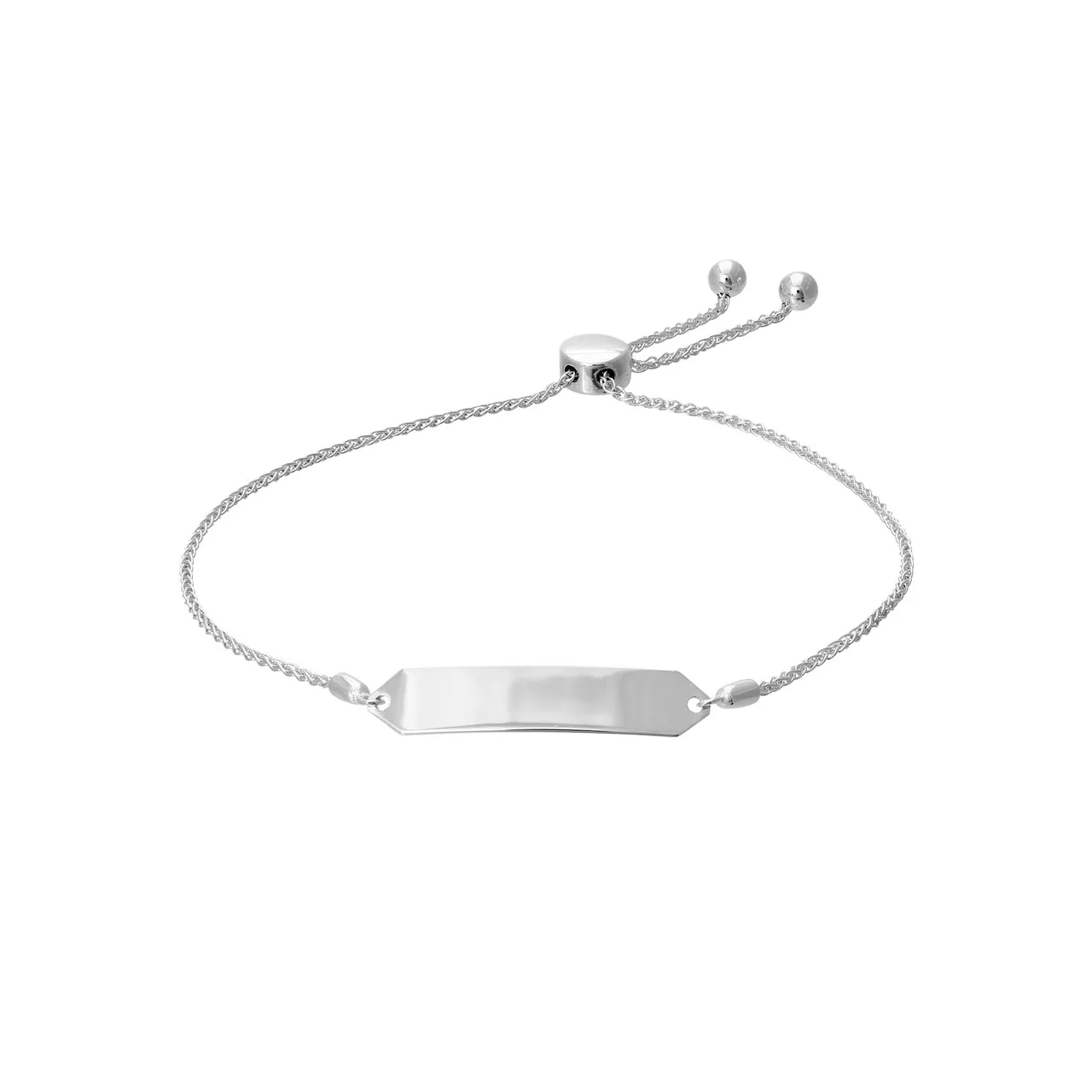 9.5-Inch Engravable Hexagon ID Bar Bolo Bracelet