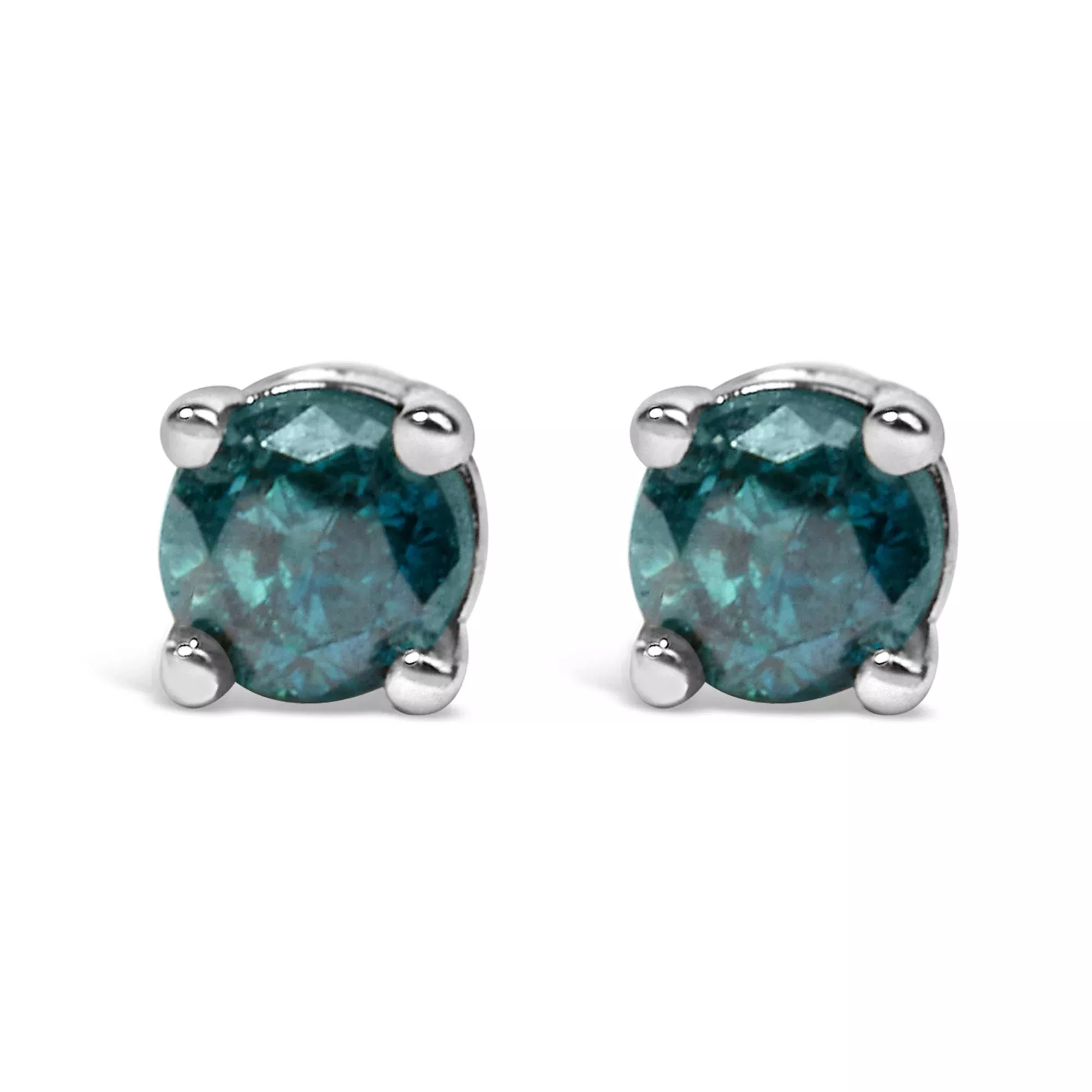 .925 Sterling Silver 0.15 Cttw Round Brilliant-Cut Diamond Classic 4-Prong Stud Earrings