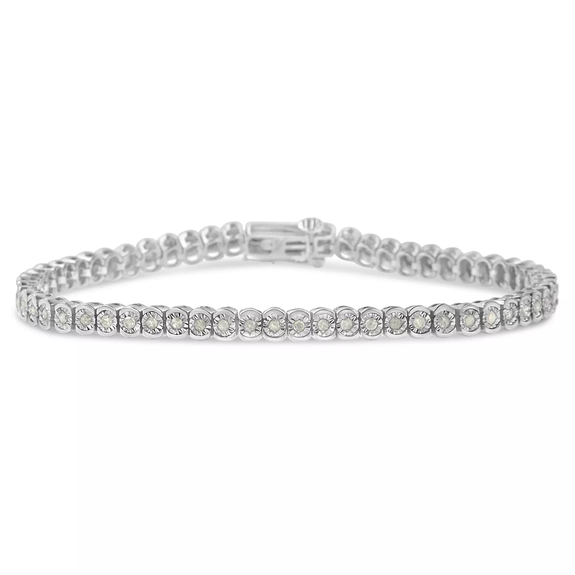 .925 Sterling Silver 1.0 Cttw Diamond Miracle-Set Cut-Circle 7" Tennis Bracelet (I-J Color, I2-I3 Clarity)