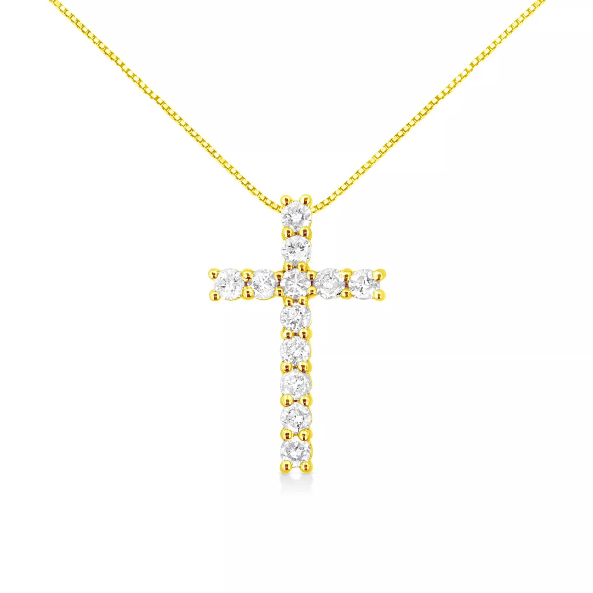 .925 Sterling Silver 1.00 cttw Traditional Diamond Cross 18" Pendant Necklace (J-K Color, I2-I3 Clarity)