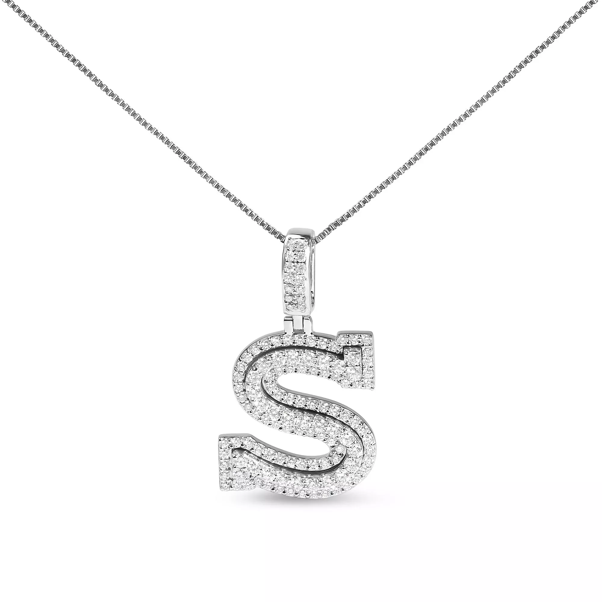 .925 Sterling Silver 1 1/10 Cttw Round Lab-Grown Diamond "S" Pendant Necklace - 18"