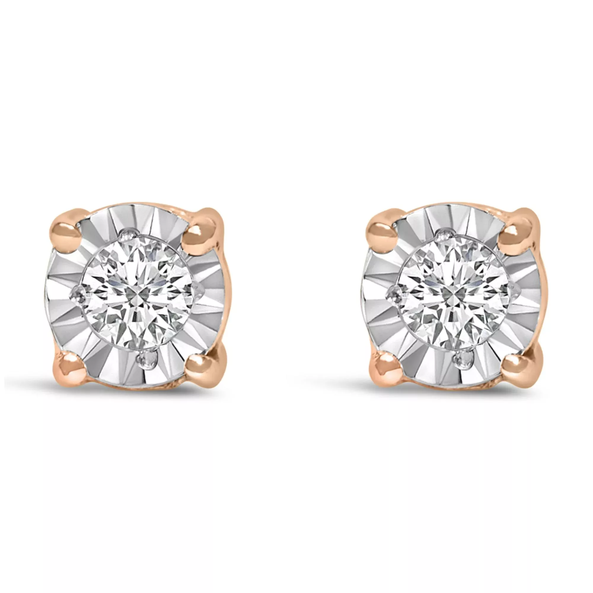 .925 Sterling Silver 1/10 Cttw Round Brilliant-Cut Lab Grown Diamond Miracle-Set Stud Earrings (F-G Color, VS1-VS2 Clarity)