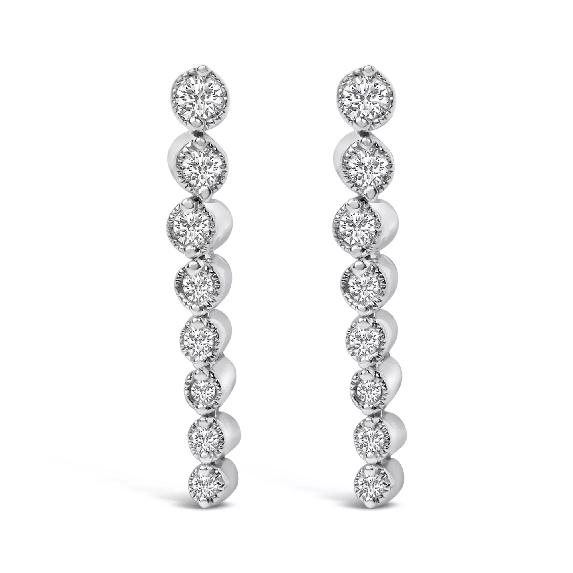 .925 Sterling Silver 1/4 Cttw Diamond Graduated Dangle Earrings