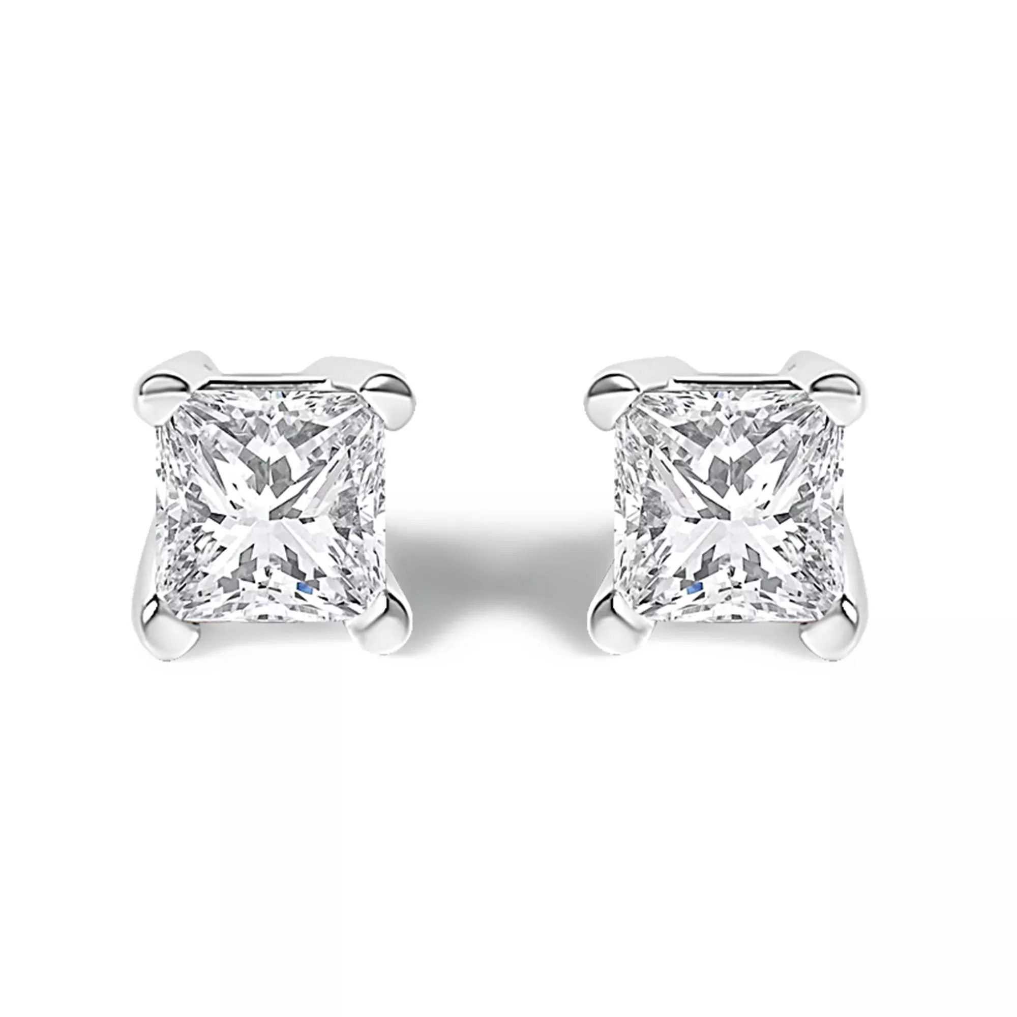 .925 Sterling Silver 1/4 Cttw Princess-Cut Diamond Solitaire Stud Earrings (H-I Color, I3 Clarity)