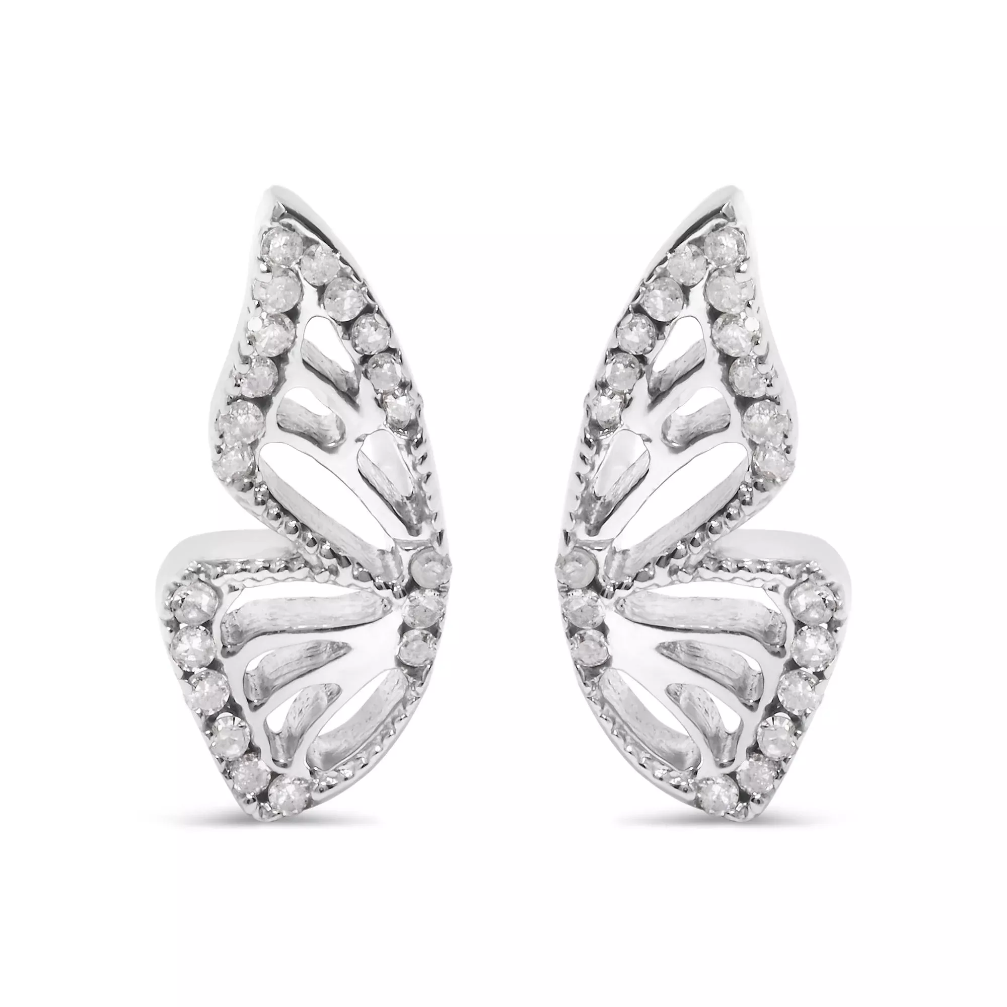 .925 Sterling Silver 1/6ct TDW Diamond Butterfly Earrings