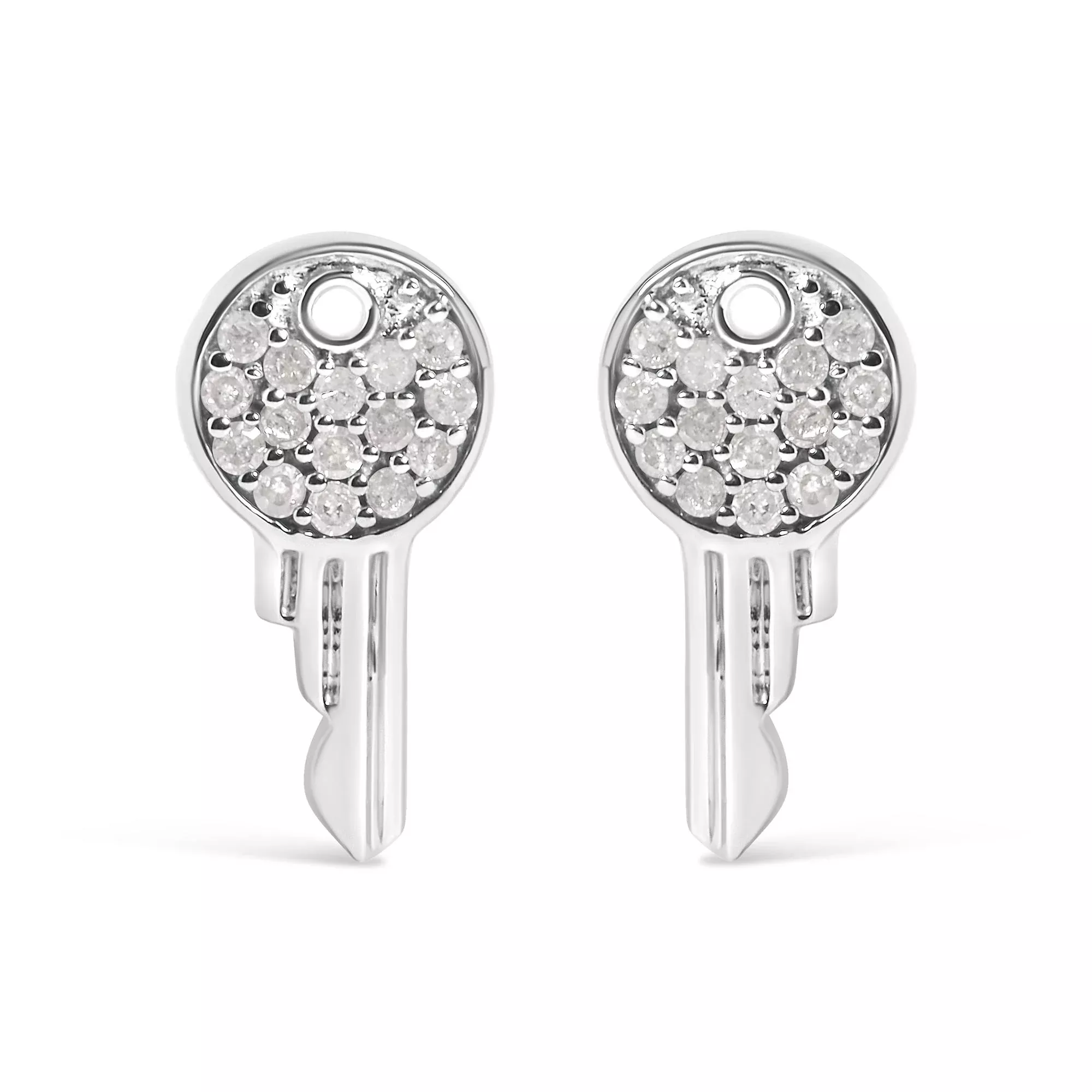 925 Sterling Silver 1/6ct TDW Diamond Charm Earrings
