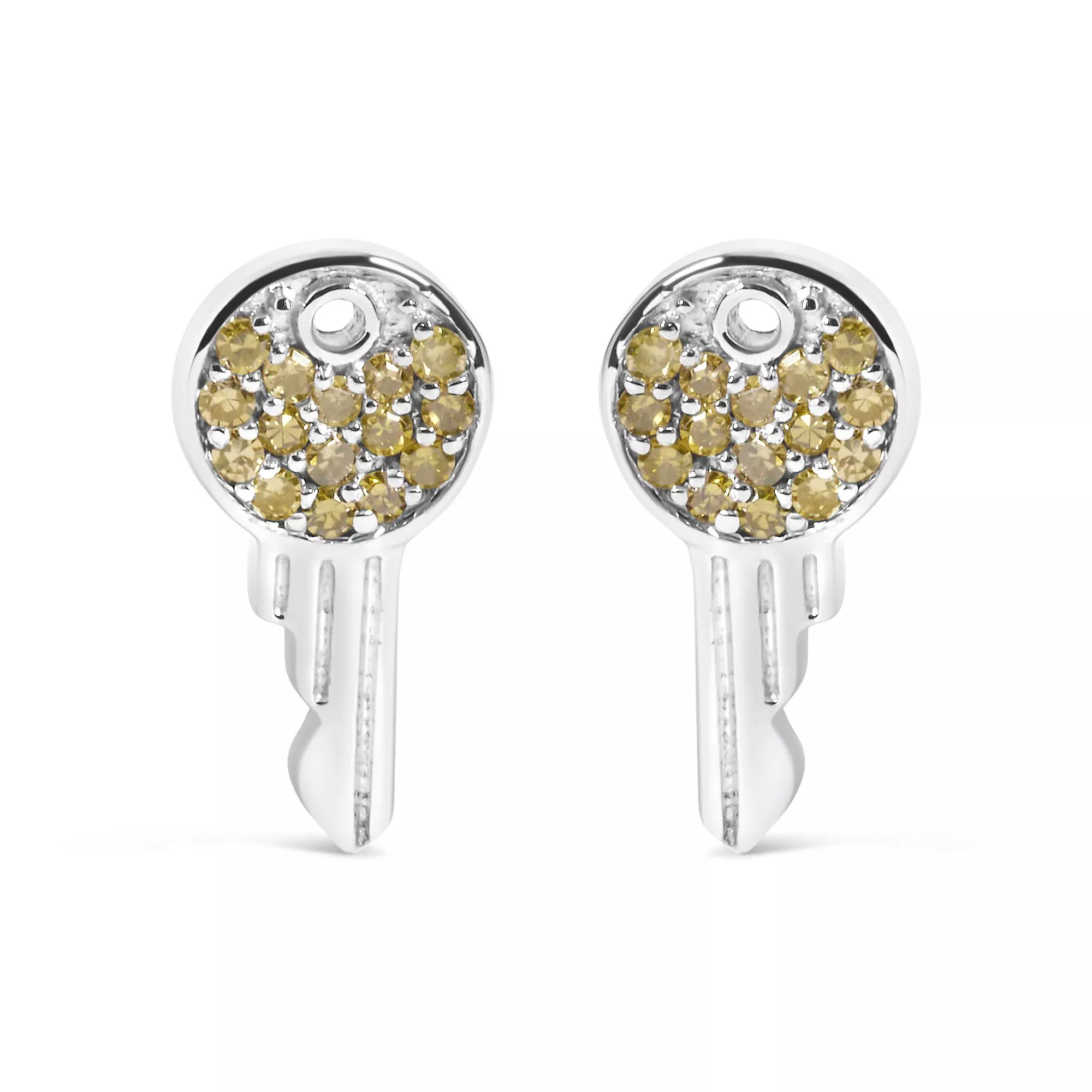 925 Sterling Silver 1/6ct TDWYellow TreatedDiamond Charm Earrings