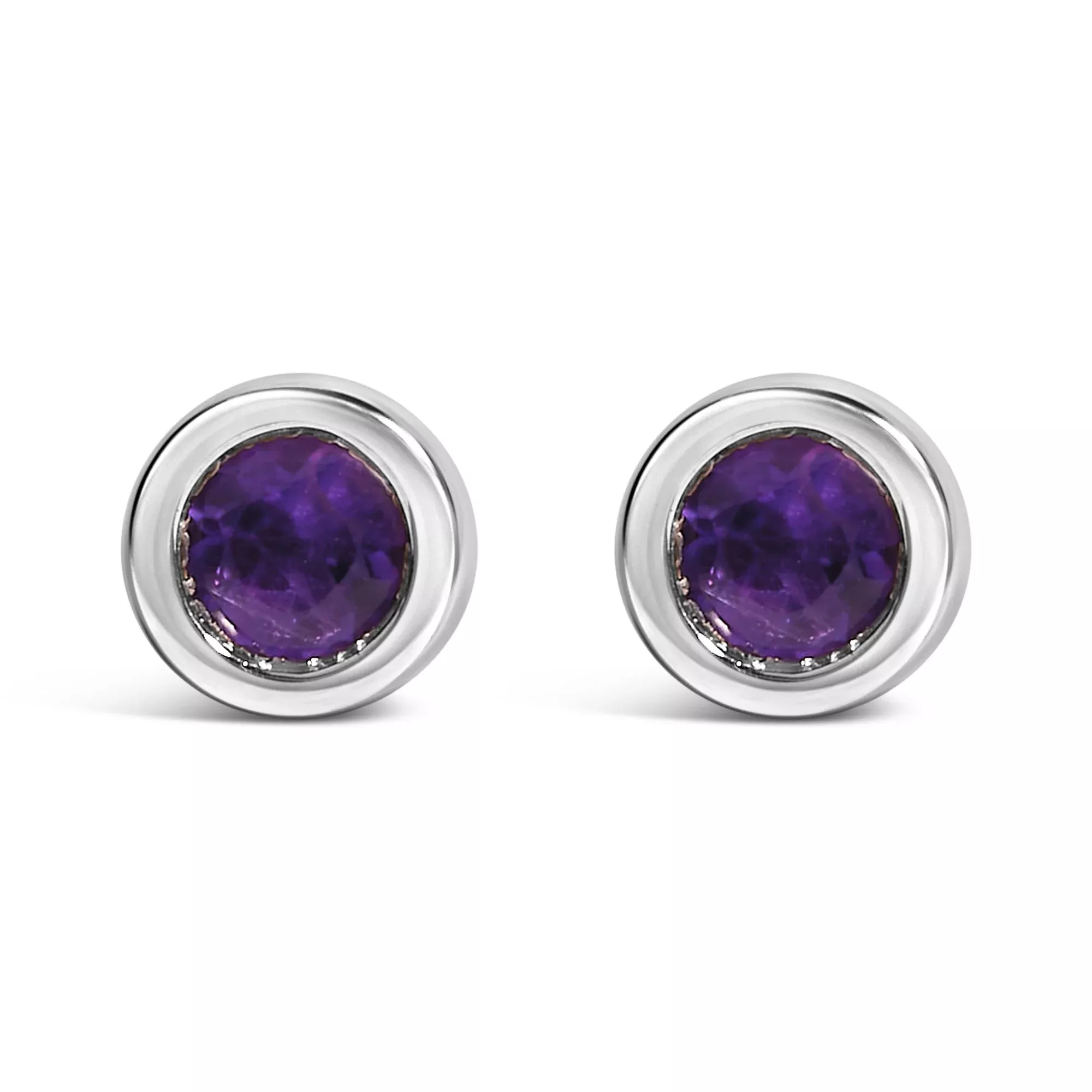 .925 Sterling Silver Bezel Set 3.5mm Created Gemstone Solitaire Stud Earrings