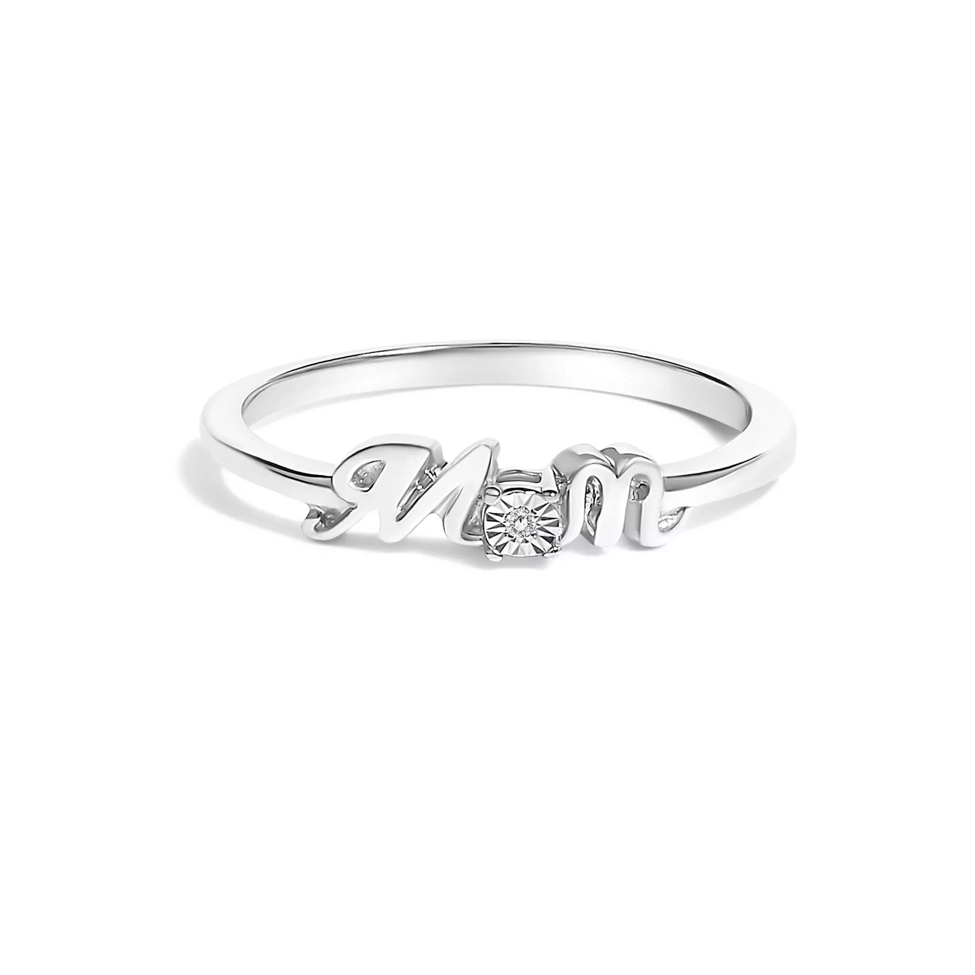 .925 Sterling Silver Diamond Accent "MOM"Ring (J-K Color, I2-I3 Clarity)