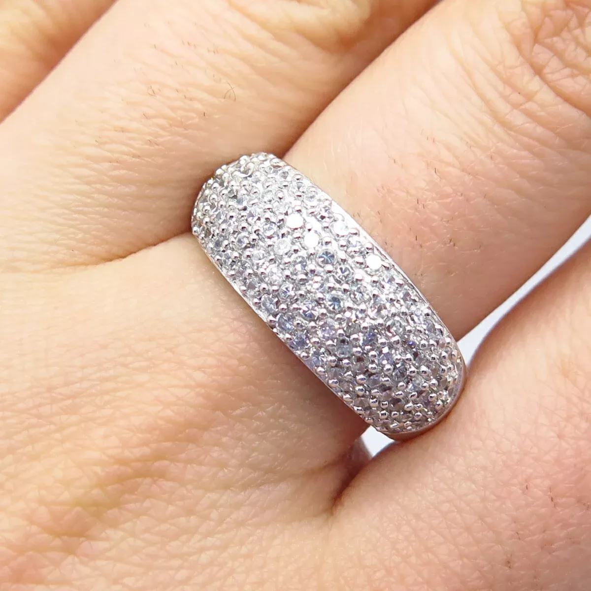 925 Sterling Silver Pave C Z Ring Size 9.25