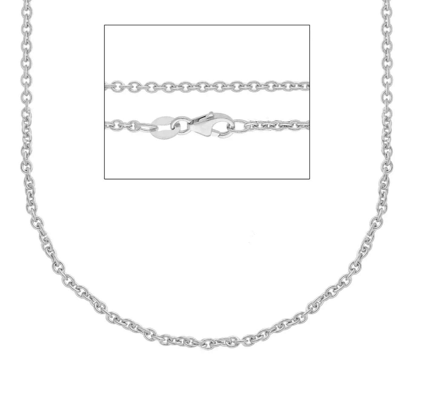 950 platinum solid rolo thin chain 1.5mm round circle links, 19.7" 50cm, Italy