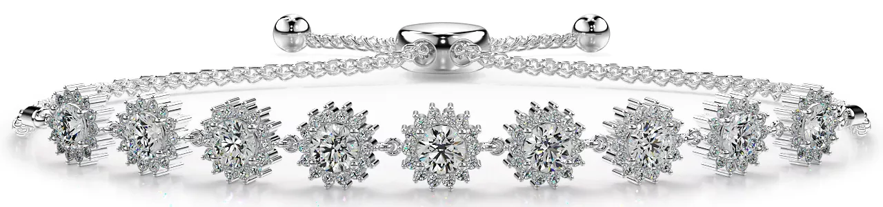 Adjustable Diamond Flower Bracelet with Floral Sections 2.88 Carat Total Weight