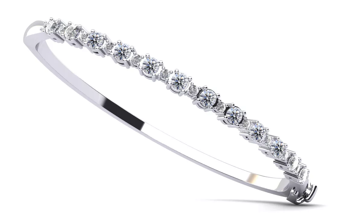 Alternating Diamond Bangle Bracelet 1.55 Carat Total Weight