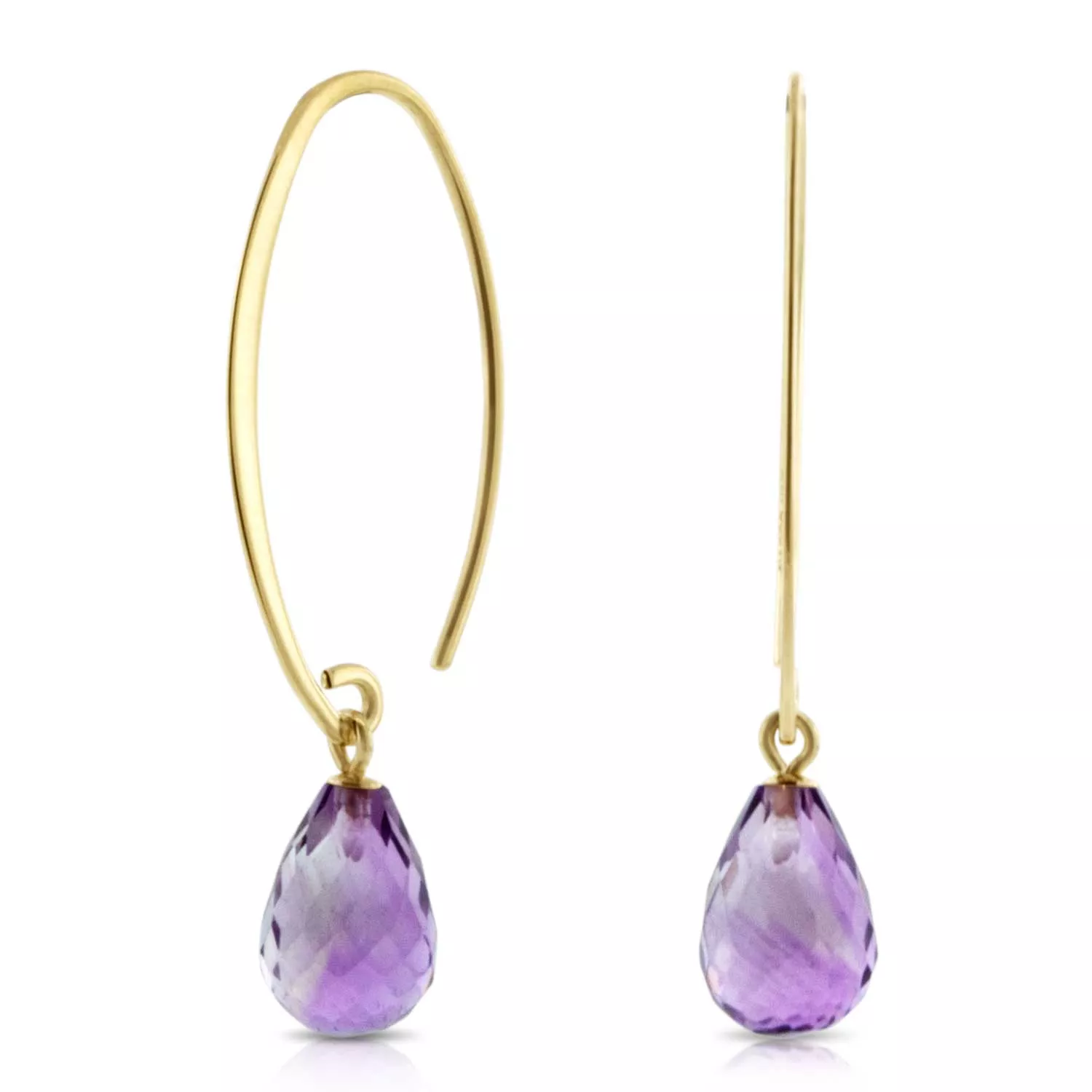 Amethyst Drop Earrings 14K