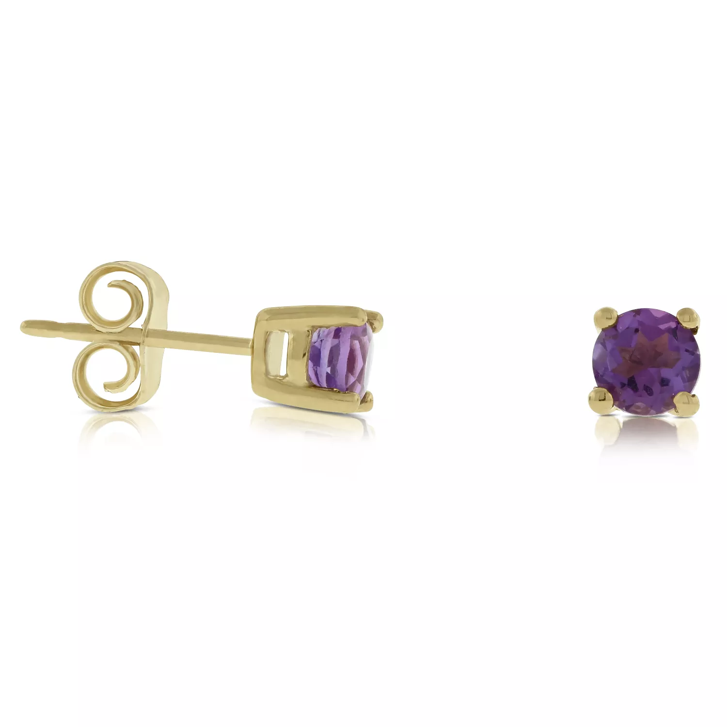 Amethyst Stud Earrings 14K