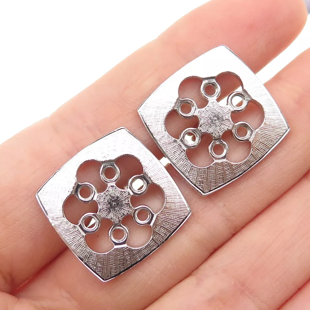 ANSON 925 Sterling Silver Vintage Flower Cufflinks