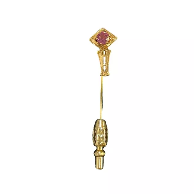 Antique Gold-Filled Stickpin with Amethyst Center