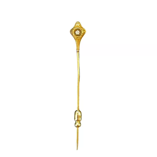 Antique Gold-Filled Stickpin with Diamond Center
