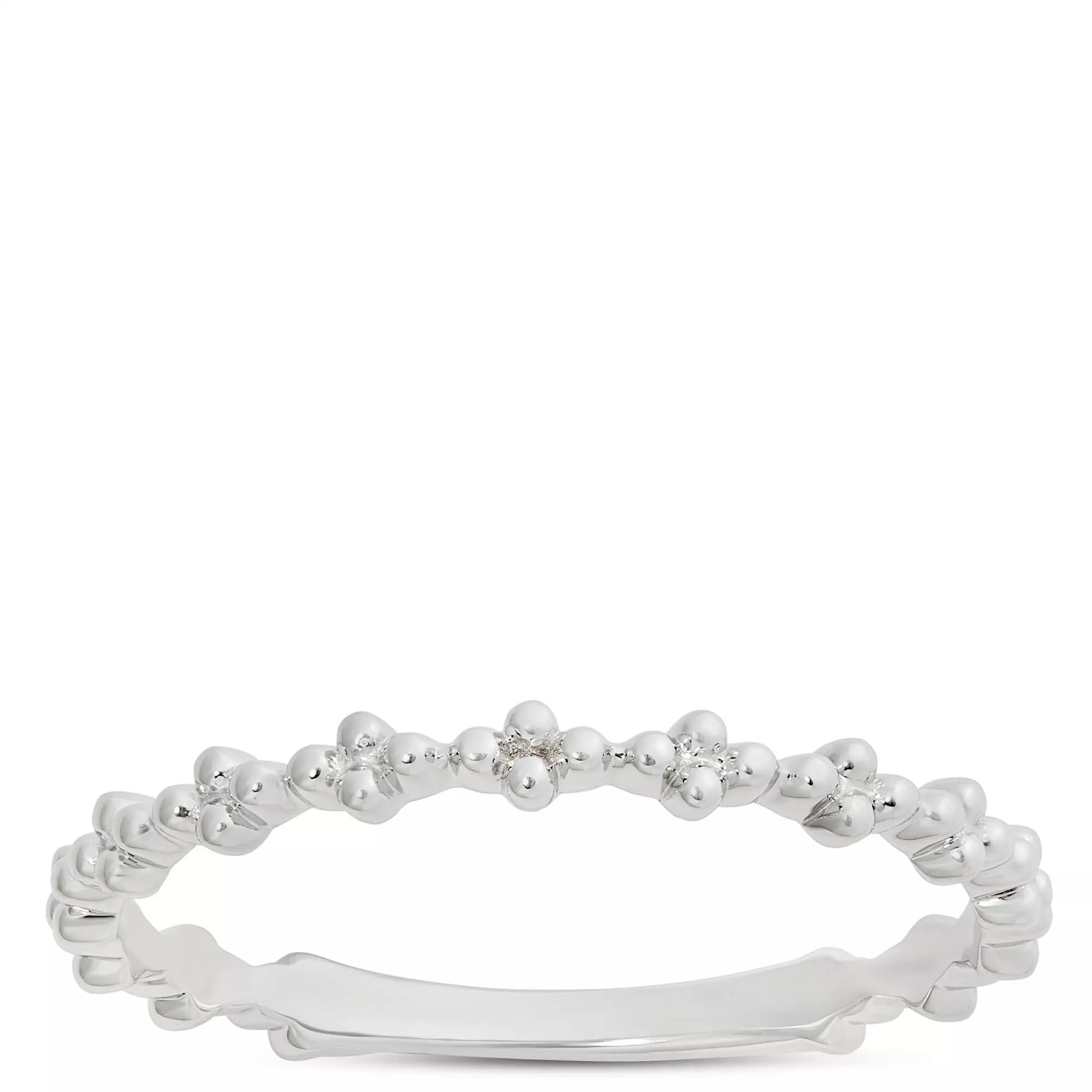Beaded Cluster Band, 14K White Gold