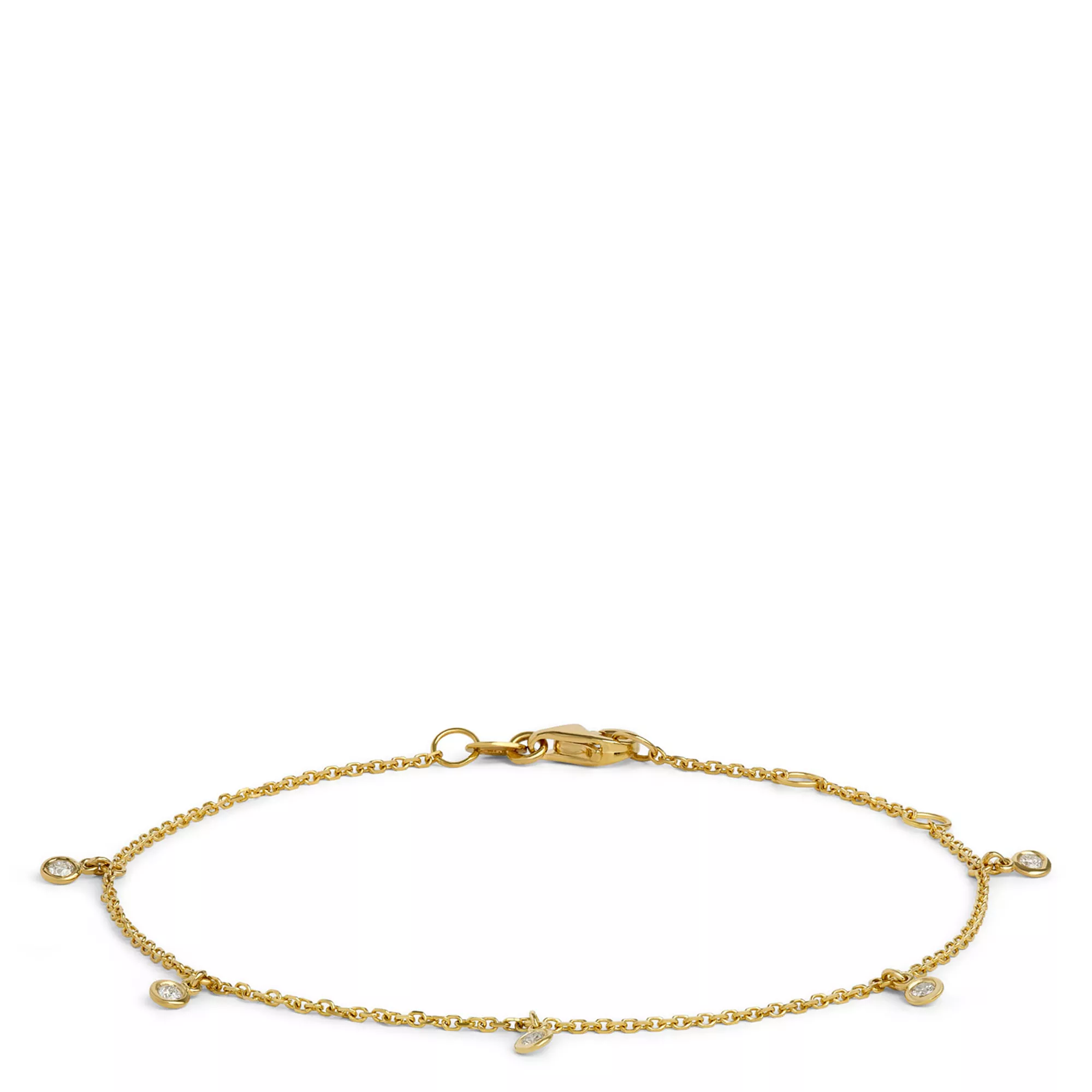 Bezel Diamond Dangle Bracelet, 14K Yellow Gold