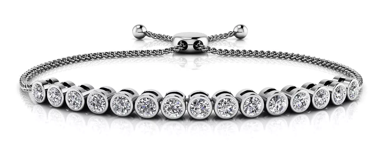 Bezel Set Adjustable Diamond Bracelet 1.0 Carat Total Weight
