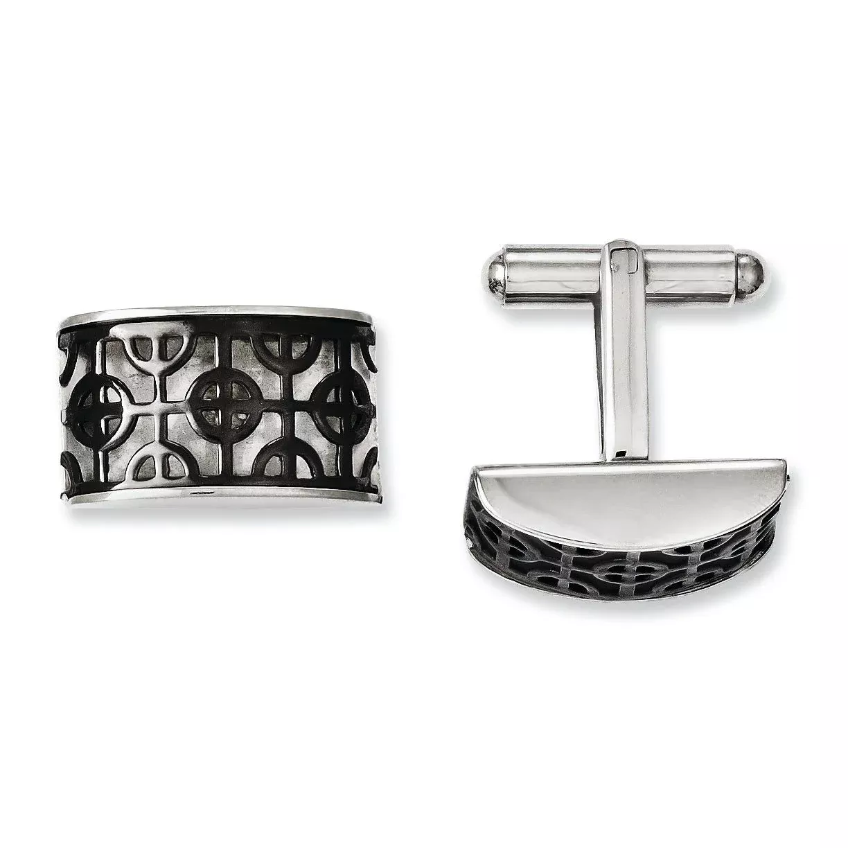 Black IP-Plated Cuff Links in Stainless Steel