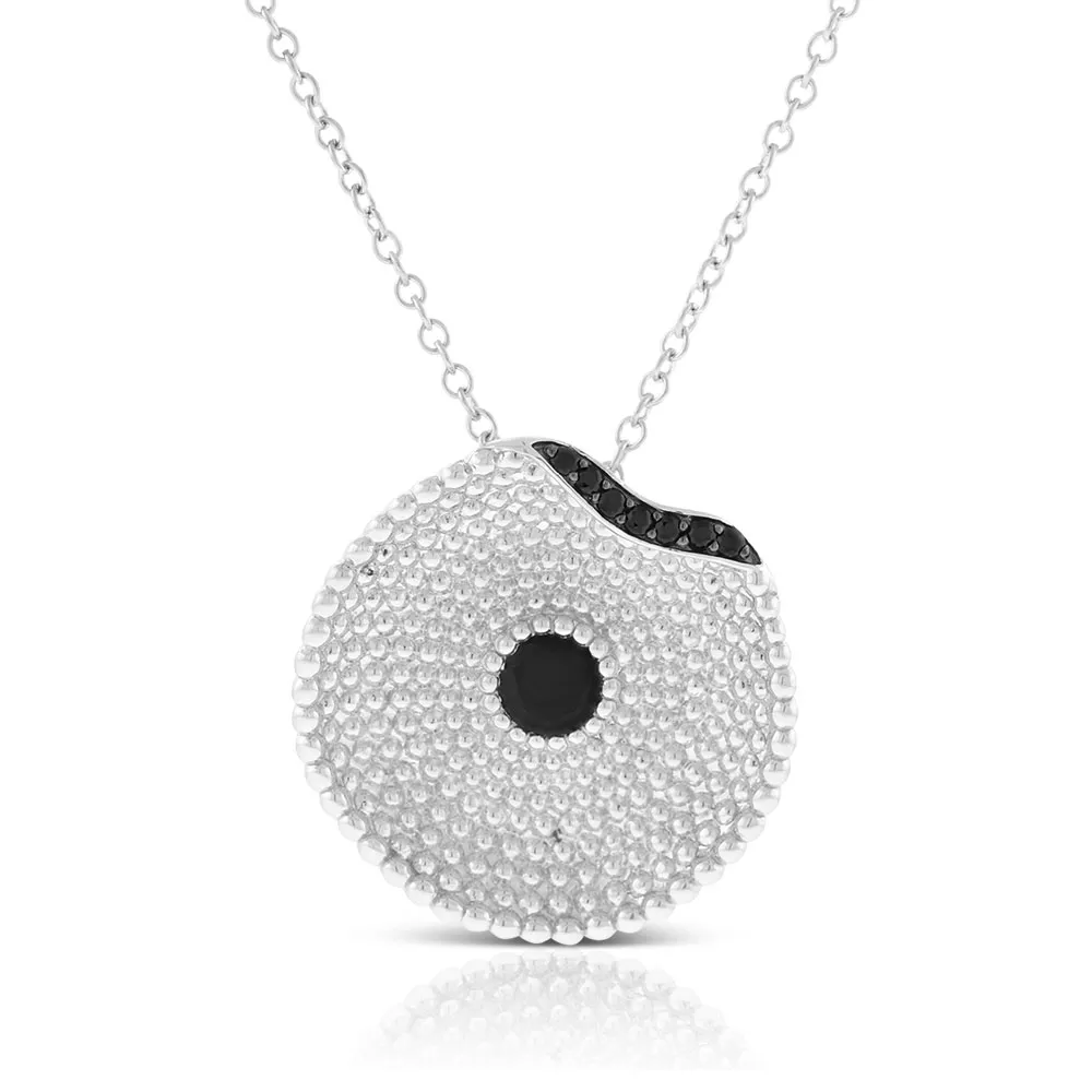 Black Spinel Lily Pad Necklace in Sterling Silver