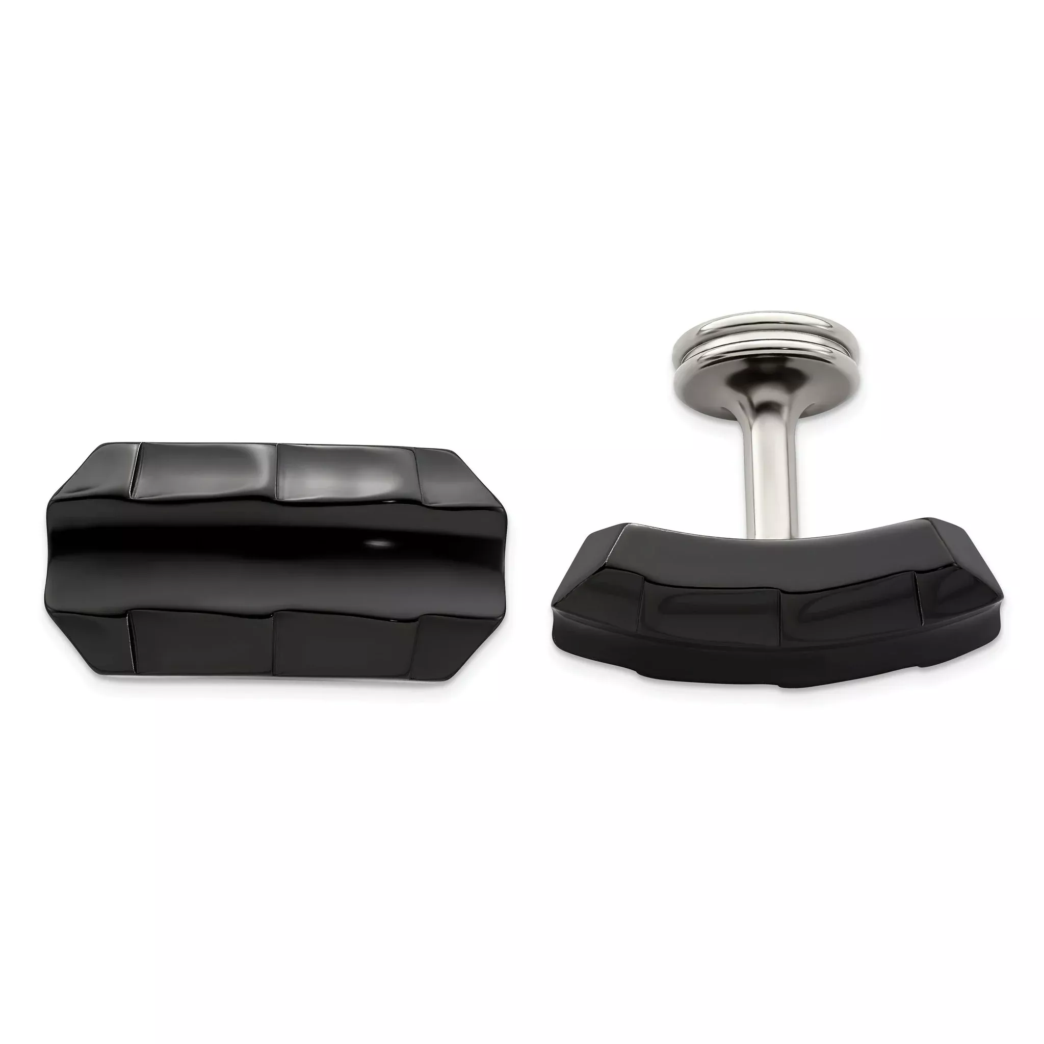Black Titanium Faceted Cuff Links by Edward Mirell