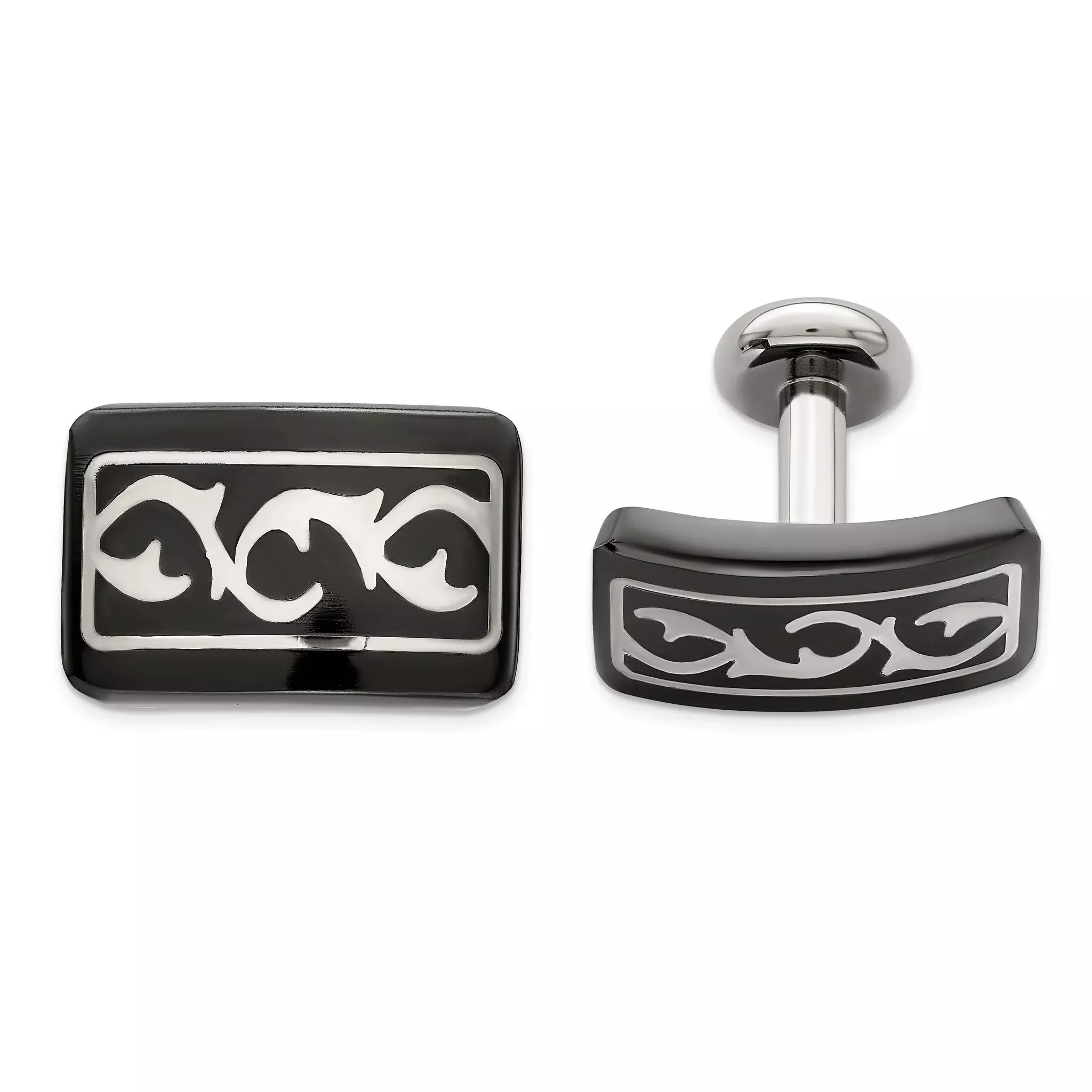 Black Titanium & Sterling Silver Thorn Cuff Links by Edward Mirell