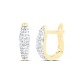 Brilliant Round Diamond Hoop Earrings 10K Yellow Gold