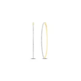 Brilliant Round Diamond Hoop Earrings 65mm 10K Yellow Gold