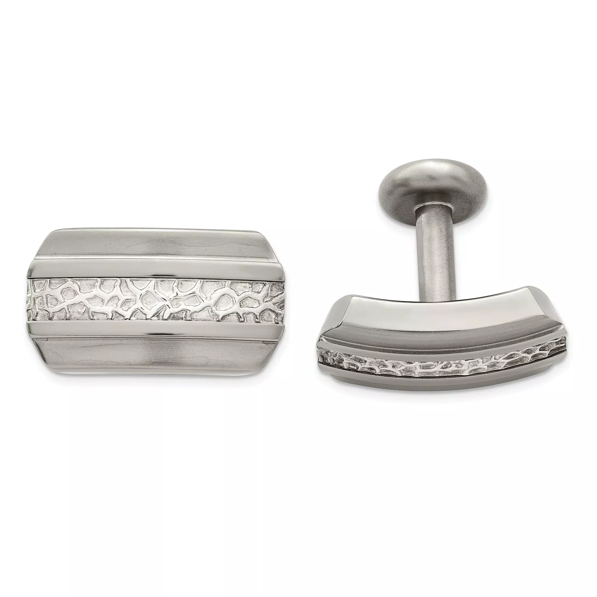 Brushed Titanium & Sterling Silver Cuff Links by Edward Mirell