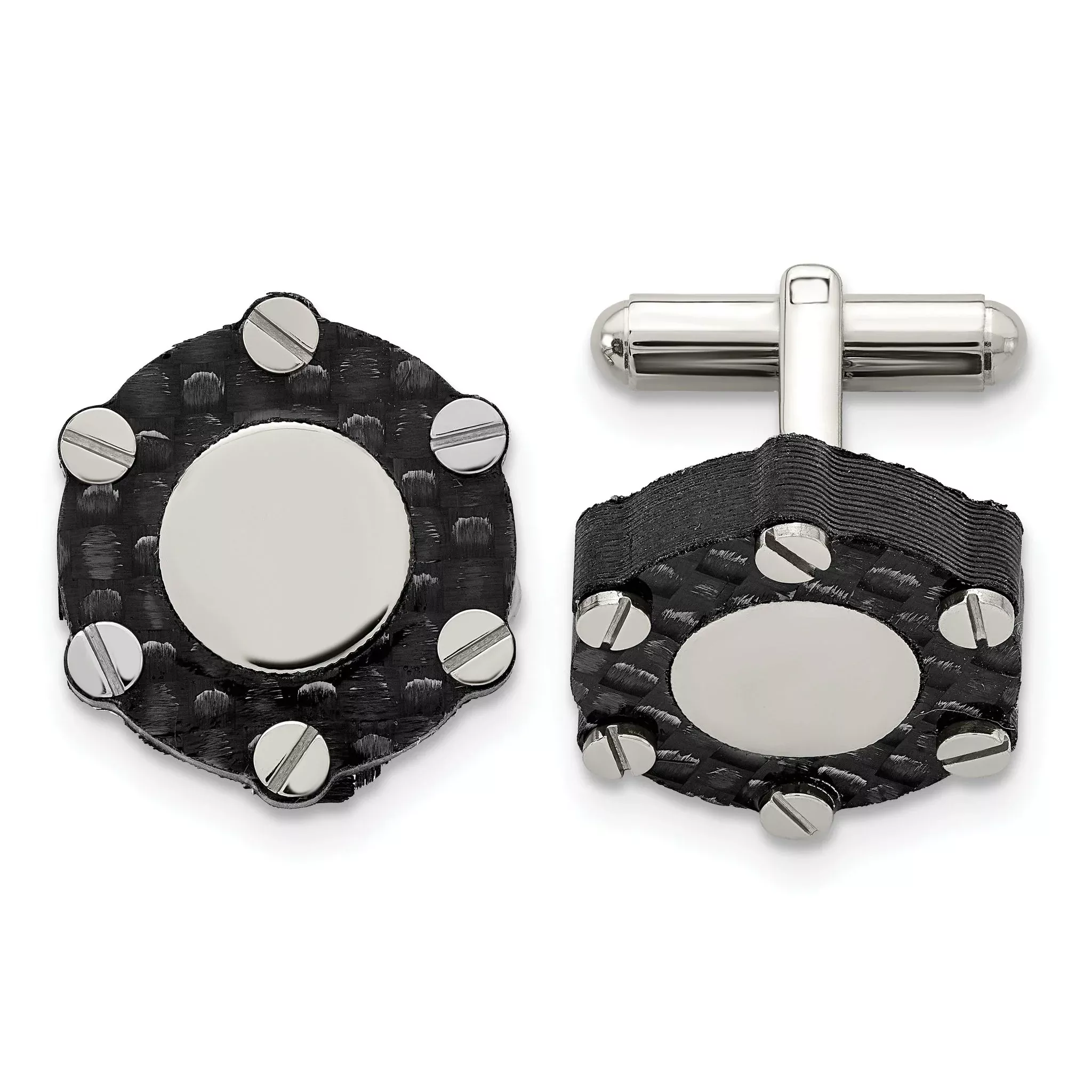 Carbon Fiber Cufflinks in Stainless Steel