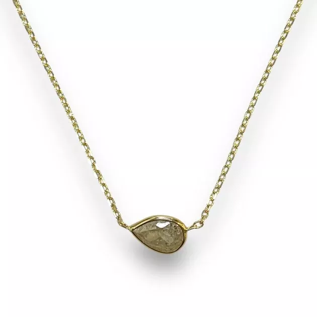Classic bezeled 14K Yellow Gold 1.24ct Natural Diamond Necklace